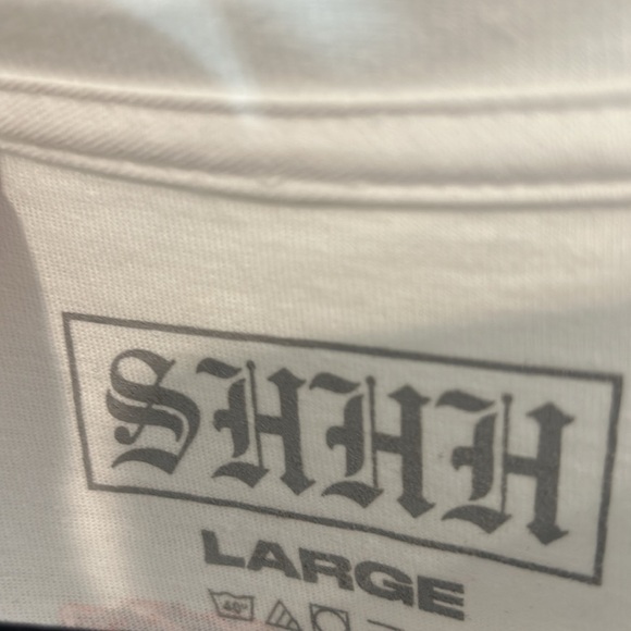 Shh barbwire red rose cash roll short sleeve graphic T-shirt white men large new - Picture 2 of 3